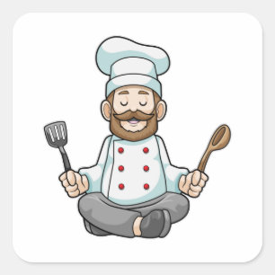 ヨガの料理エプロン付きシェフ スクエアシール