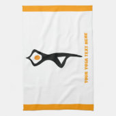 ヨガの木ポーズブラック、オレンジカスタム色 キッチンタオル (縦)