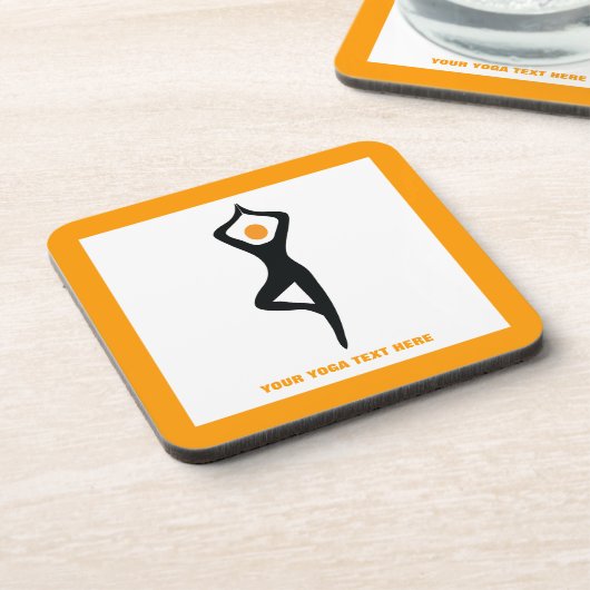 ヨガの木ポーズブラック、オレンジカスタム色 コースター (左側)