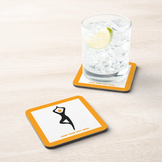 ヨガの木ポーズブラック、オレンジカスタム色 コースター (右側)