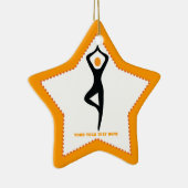 ヨガの木ポーズブラック、オレンジカスタム色 セラミックオーナメント (右)