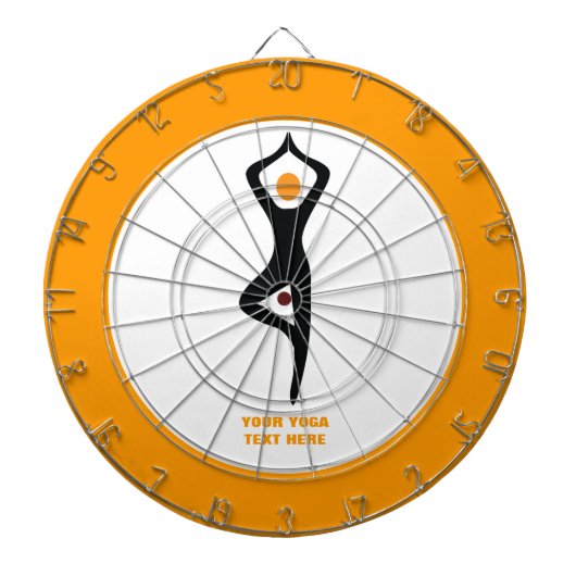 ヨガの木ポーズブラック、オレンジカスタム色 ダーツボード (正面)