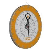 ヨガの木ポーズブラック、オレンジカスタム色 ダーツボード (正面左)