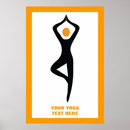 ヨガの木ポーズブラック、オレンジカスタム色 ポスター (正面)