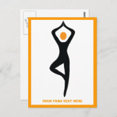 ヨガの木ポーズブラック、オレンジカスタム色 ポストカード (正面/裏面)