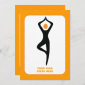 ヨガの木ポーズブラック、オレンジカスタム色 招待状 (正面/裏面)