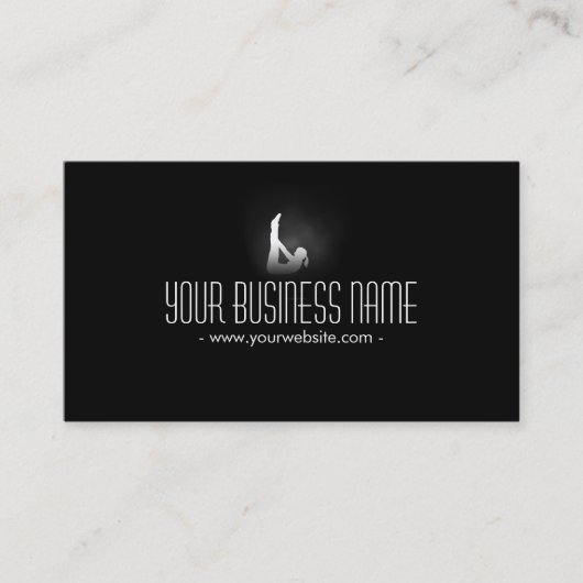 ヨガの棒の姿勢の暗いフィットネスの名刺 名刺 (正面)