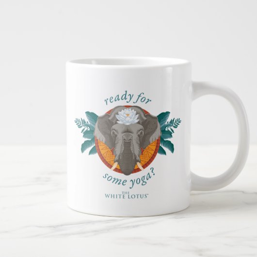 ヨガの準備は? – 白蓮 ジャンボコーヒーマグカップ (右)