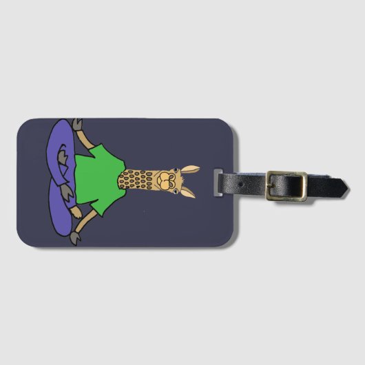 ヨガの漫画をしているかわいいラマ ラゲッジタグ (正面横)