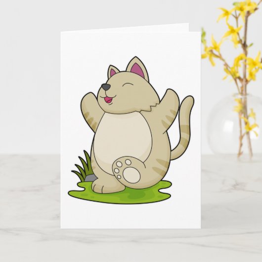 ヨガの猫 カード (黄色い花)