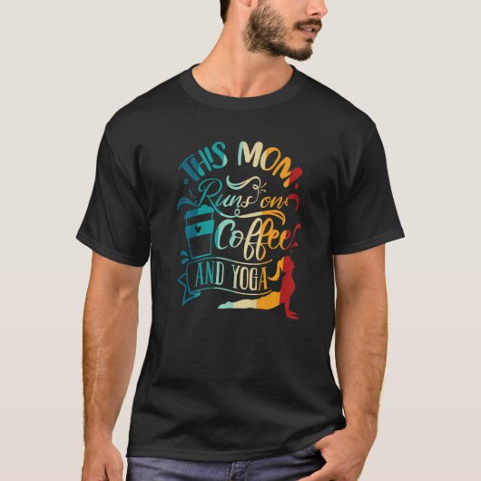 ヨガの瞑想このマ走マはコーヒーとヨガに Tシャツ (正面)