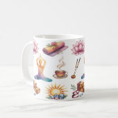 ヨガの蓮の花 コーヒーマグカップ (正面左)