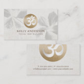 ヨガの調停のモノグラムの金ゴールドOmは禅の花柄に署名します 名刺 (正面/裏面)