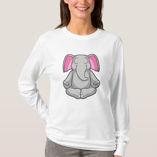 ヨガの象が脚を組んで Tシャツ (正面)