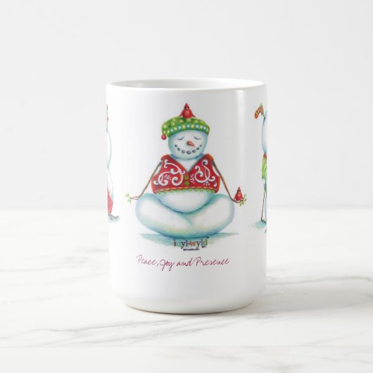 ヨガの雪だるまのクリスマスのコーヒー・マグ コーヒーマグカップ (中央)