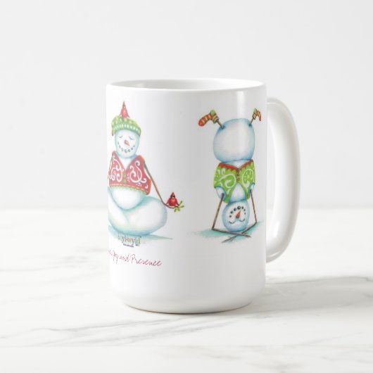 ヨガの雪だるまのクリスマスのコーヒー・マグ コーヒーマグカップ (正面右)
