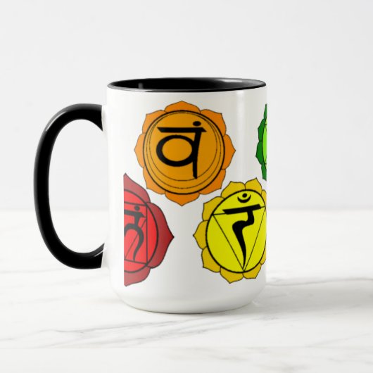 ヨガの霊気マグと分類される7つのチャクラの記号 マグカップ (左)