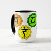 ヨガの霊気マグと分類される7つのチャクラの記号 マグカップ (正面左)