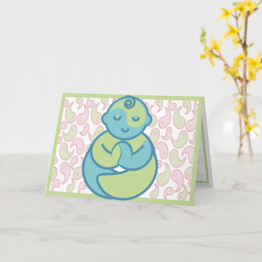 ヨガはベビーを話します: ヨガのベビーのブランクの挨拶状 カード (黄色い花)