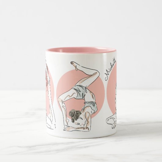 ヨガは名前をカスタムするのマグを提起します ツートーンマグカップ (中央)