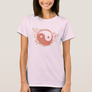 ヨガは話します: かわいらしい陰陽の記号 Tシャツ