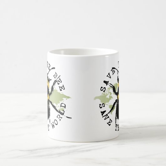 ヨガは話します: 蜂の…保存を世界救って下さい! コーヒーマグカップ (中央)