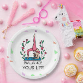 ヨガは、あなたの人生の女性をピンクのポーズのヨガでバランス    ペーパープレート (パーティー)