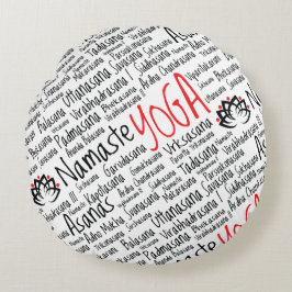ヨガはAsanasの単語の雲を置きます ラウンドクッション