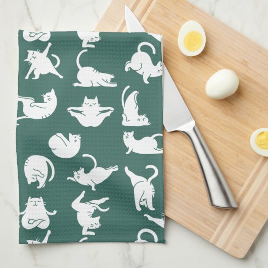 ヨガめい想の猫がキッチンタオルをポーズ キッチンタオル (四つ折り)