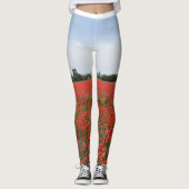 ヨガや他のスポーツのためのポピーのフィールドレギンス レギンス (正面)