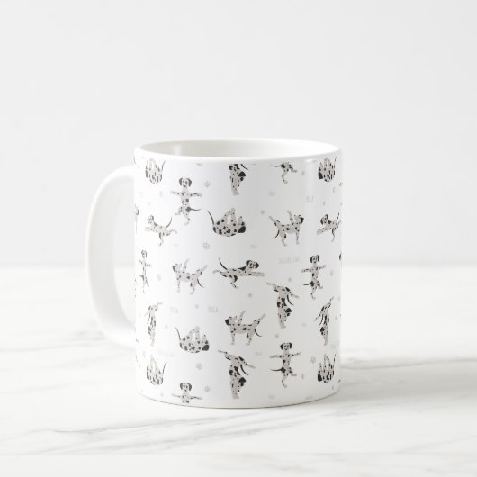 ヨガをしているダルマチアの犬 コーヒーマグカップ (正面左)