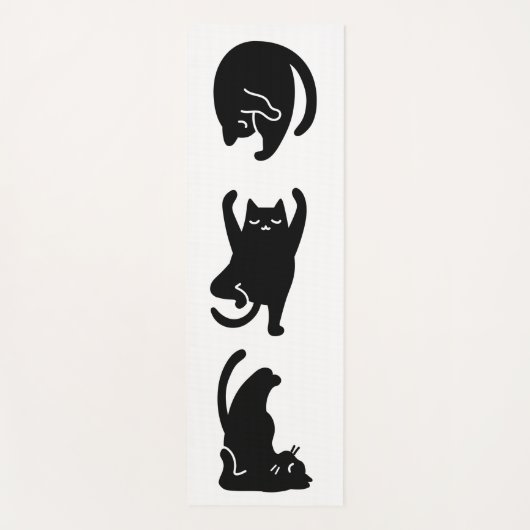 ヨガをしている可愛い黒猫  ヨガマット (正面)