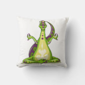 ヨガをしている漫画のイグアノドン恐竜。 クッション (正面)