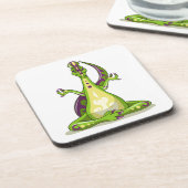 ヨガをしている漫画のイグアノドン恐竜。 コースター (左側)