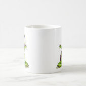 ヨガをしている漫画のイグアノドン恐竜。 コーヒーマグカップ (中央)