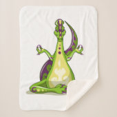 ヨガをしている漫画のイグアノドン恐竜。 シェルパブランケット (正面)