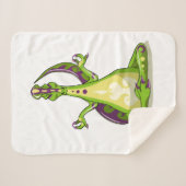 ヨガをしている漫画のイグアノドン恐竜。 シェルパブランケット (正面(横))