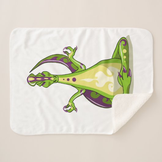 ヨガをしている漫画のイグアノドン恐竜。 シェルパブランケット (正面(横))