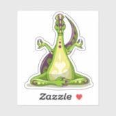 ヨガをしている漫画のイグアノドン恐竜。 シール (シート)