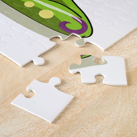 ヨガをしている漫画のイグアノドン恐竜。 ジグソーパズル (側面)