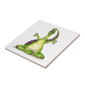 ヨガをしている漫画のイグアノドン恐竜。 タイル (側面)