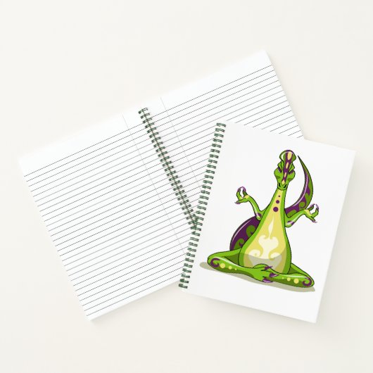 ヨガをしている漫画のイグアノドン恐竜。 ノートブック (内部)