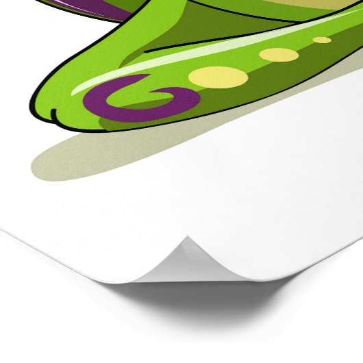 ヨガをしている漫画のイグアノドン恐竜。 ポスター (角)