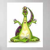 ヨガをしている漫画のイグアノドン恐竜。 ポスター (正面)