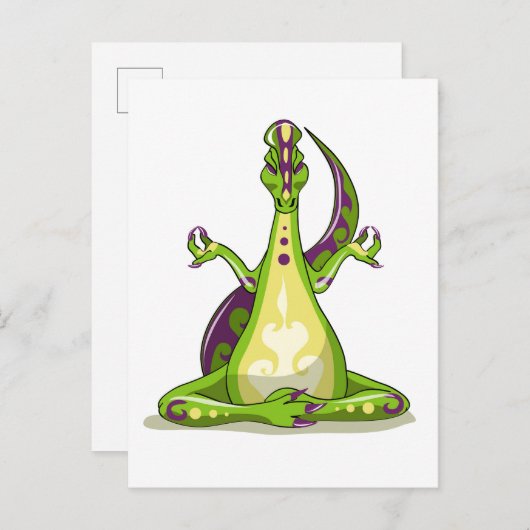 ヨガをしている漫画のイグアノドン恐竜。 ポストカード (正面/裏面)