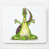 ヨガをしている漫画のイグアノドン恐竜。 マウスパッド (正面)