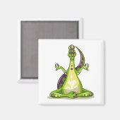 ヨガをしている漫画のイグアノドン恐竜。 マグネット (正面/裏面)