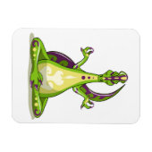 ヨガをしている漫画のイグアノドン恐竜。 マグネット (横)