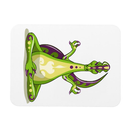 ヨガをしている漫画のイグアノドン恐竜。 マグネット (横)