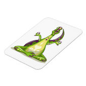 ヨガをしている漫画のイグアノドン恐竜。 マグネット (左側)